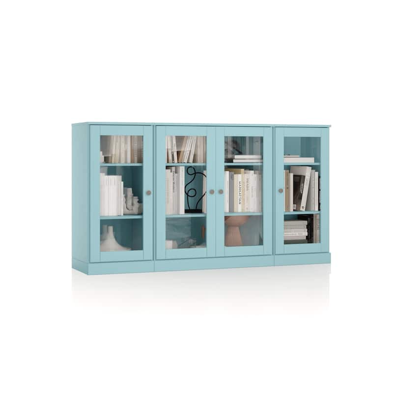 Palace Imports 100% Solid Wood 65" Sideboard with Clear Glass Doors and Adjustable Shelves