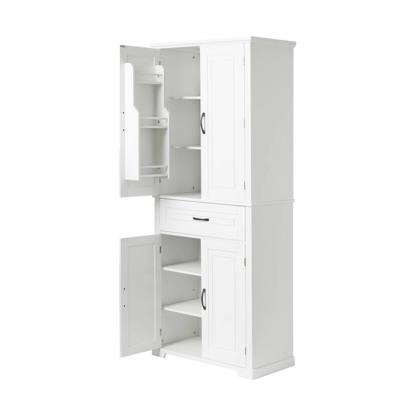 GDFStudio - Marcus Tall Freestanding Bathroom Cabinet with Ample Shelving and Adjustable Storage