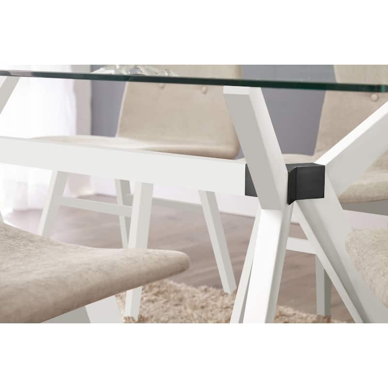 Rye Studio Waldorf Modern Glass Dining Table