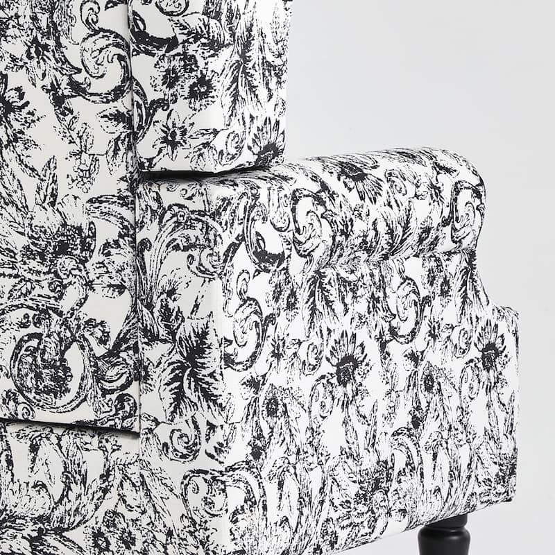2 Set Traditional Patterned Wingback Accent Chairs with NailHead