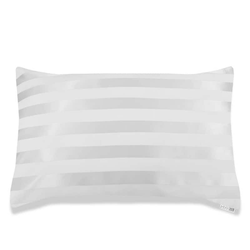 MYK Striped Mulberry Silk Pillowcase - Silver - Standard