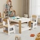 preview thumbnail 1 of 10, Wooden Kids Play Table and 2 Chairs Set with 7 Storage Compartments White