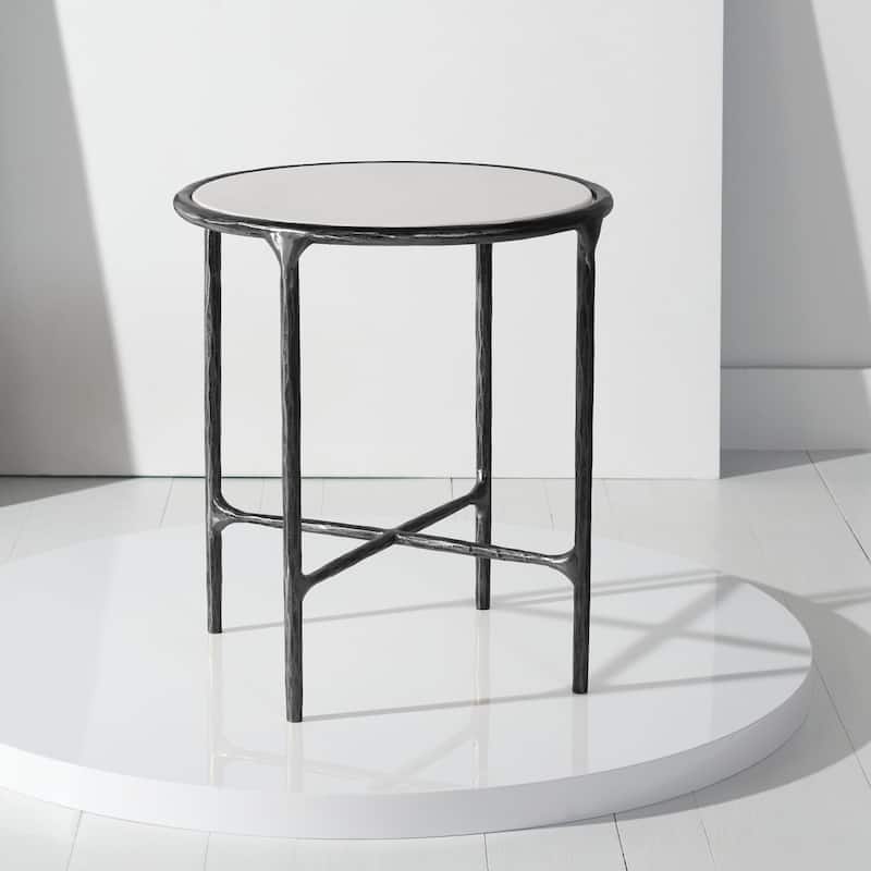 SAFAVIEH Couture Saliha Forged Metal Round End Table - 18" W x 18" L x 20" H - 18"W x 18"D x 20"H