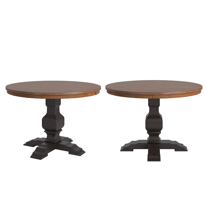 Ronda Two-Tone Round Solid Wood Top Dining Table - Black Base