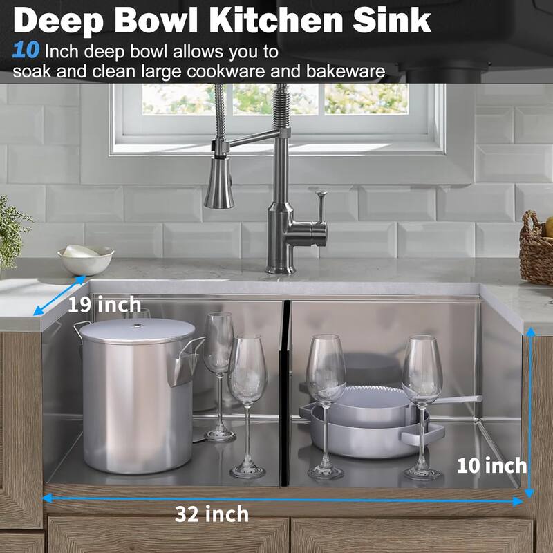 Undermount Double Bowl Kitchen Sink (Sink Only)