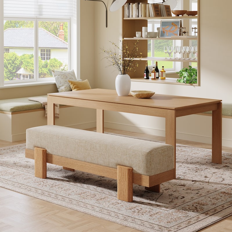 55-Inch Upholstered Entryway Bench, Modern Shoe Bench with Padded