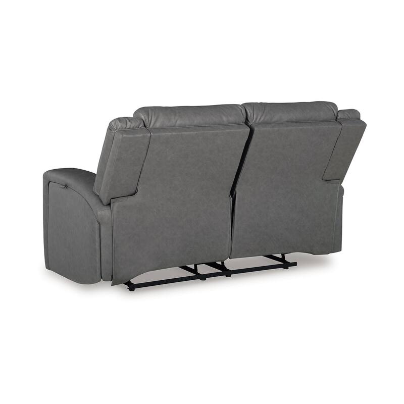 Vance Manual Reclining Loveseat, Gray Faux Leather, Cushions, 63 Inch