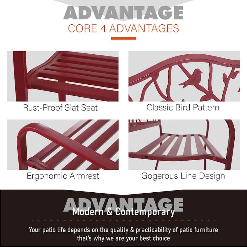 Sophia & William Outdoor Patio Metal Bench
