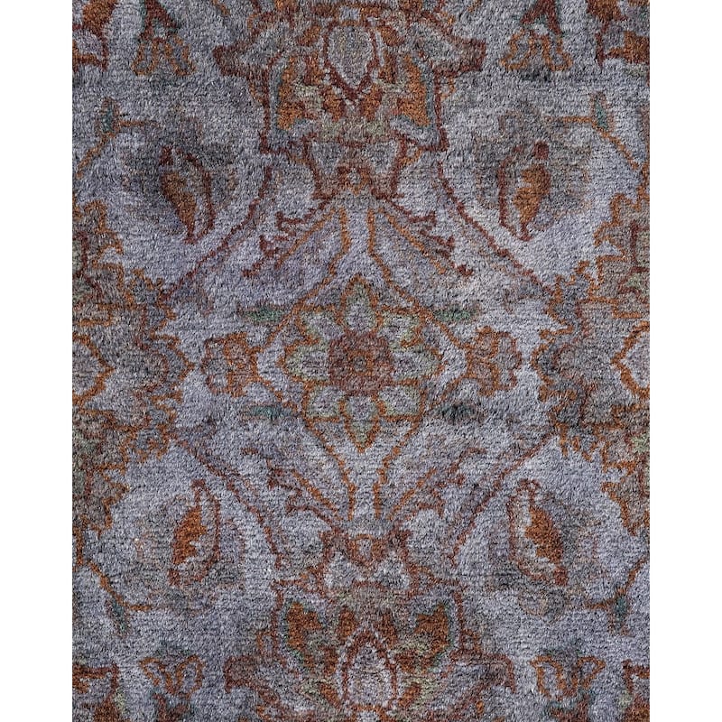 Overton Hand Knotted Wool Vintage Inspired Modern Contemporary Overdyed Gray Area Rug - 2' 6" x 12' 7"