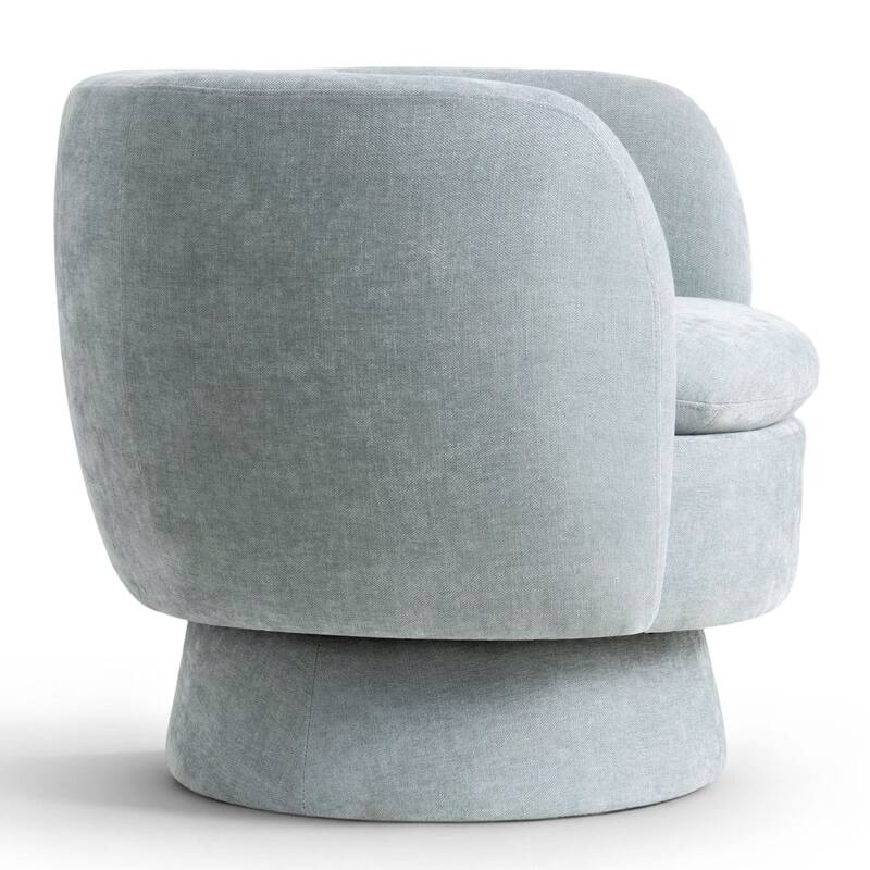 Modern Upholstered Swivel Barrel Accent Chair with Curved Back