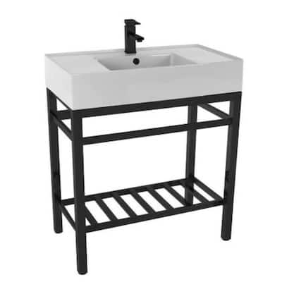 Nameeks Teorema 2 Modern Ceramic Console Sink with Counter Space