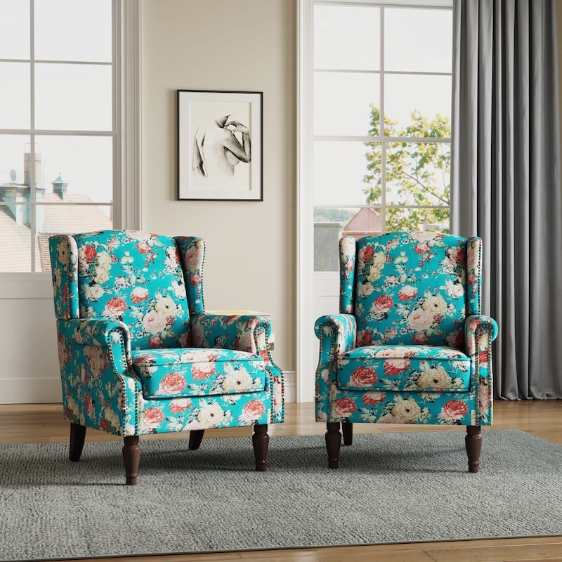 Traditional Nailhead Trim Armchair Accent Chairs Set of 2