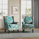 Upholstered Nailhead Trim Armchair Wingback Accent Chairs Set of 2