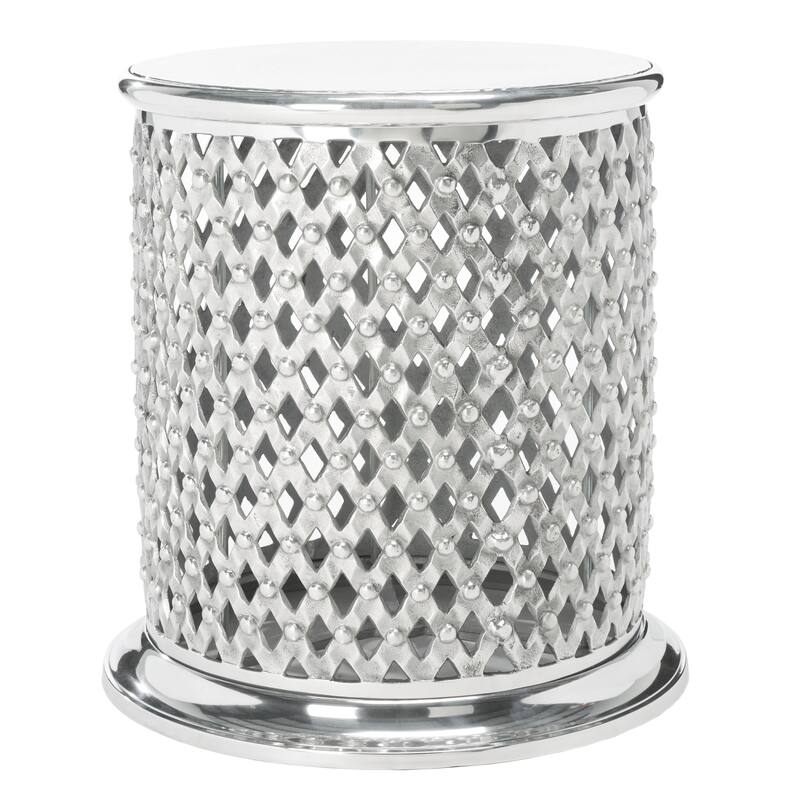 SAFAVIEH Glynda Silver Lace Table Stool - 18.3" x 18.3" x 21" - 18Wx18Dx21H