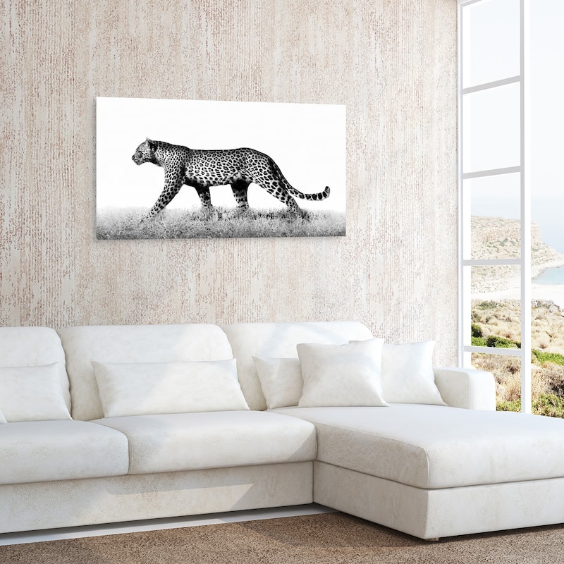 "Fearless Leopard 2" Frameless Free Floating Tempered Glass Panel Graphic Wall Art