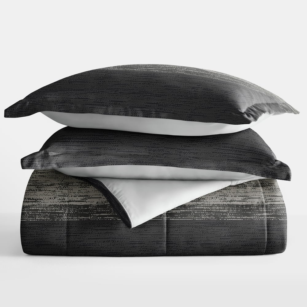 Becky Cameron Reversible Down-Alternative Comforter in Ombre and Soft Stripe