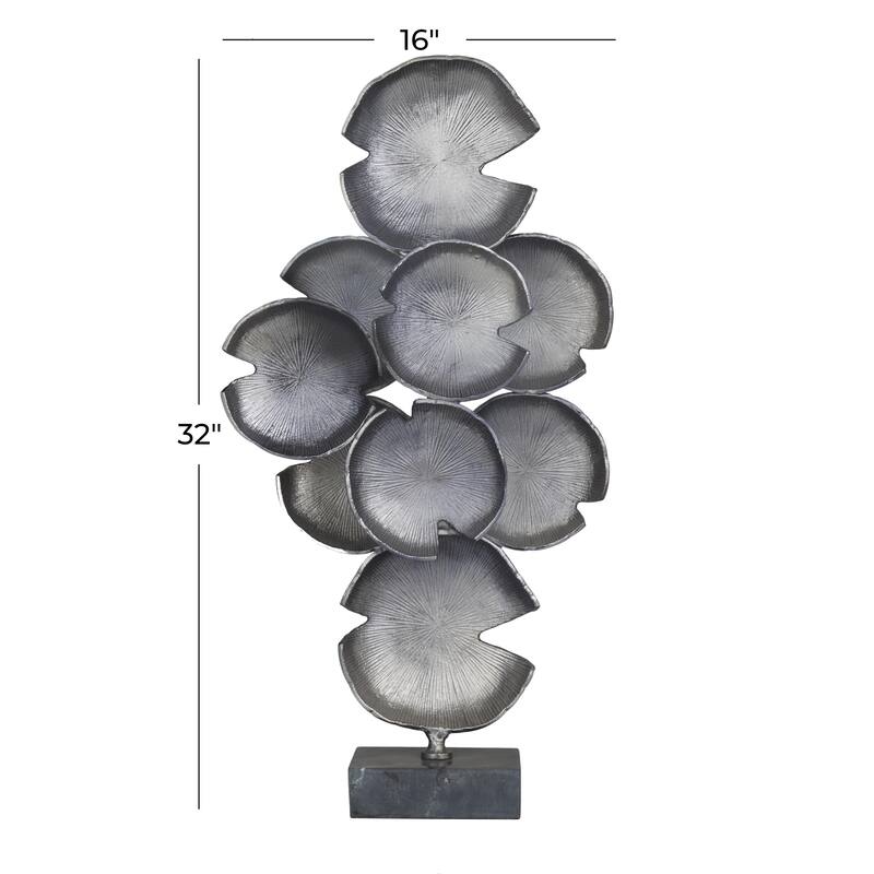 Aluminum Metal Abstract Layered Disk Decorative Sculpture with Black Base - Gold or Gray - CosmoLiving by Cosmopolitan