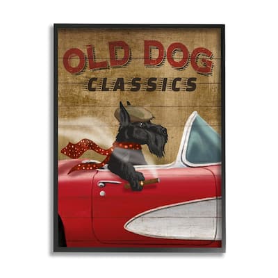 Stupell Old Dog Classics Scottish Terrier Cigar Sports Car Framed Wall Art - Red