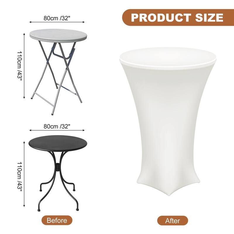 Cocktail Tablecloth Spandex Stretch Tablecloth Table Cover, 1 Pcs - Cream - 32" x 43"