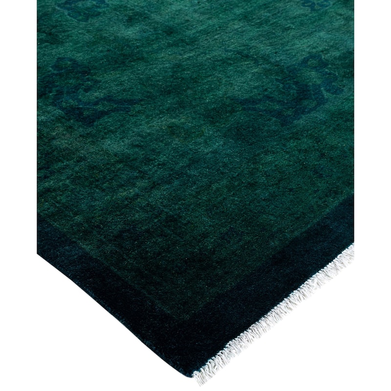 Overdyed One-of-a-Kind Hand-Knotted Area Rug - Green - 12' 0" x 17' 6"