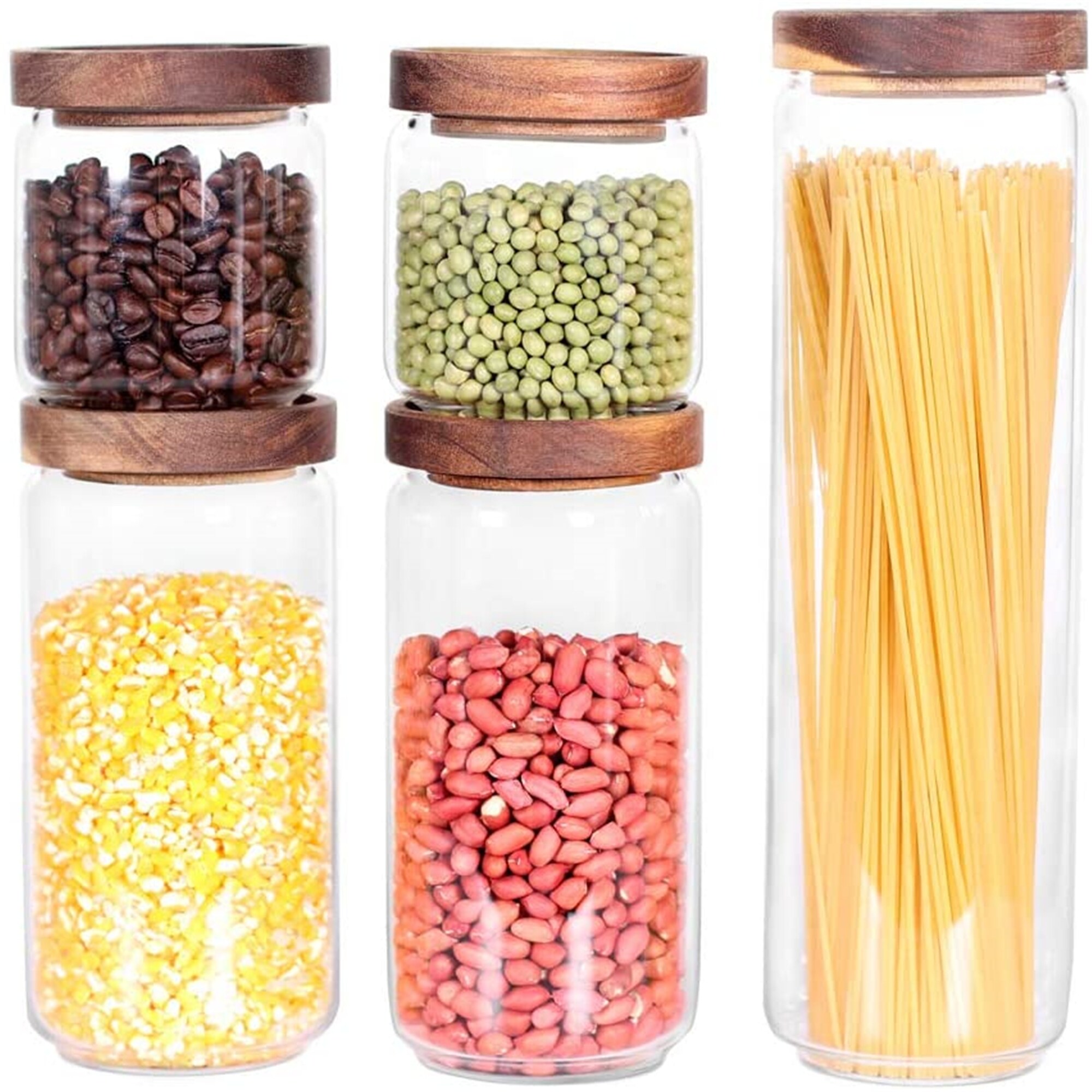 Glass Canisters Set of for the kitchen, Glass Storage Container jars Lid  for Coffee Beans,Flour,Sugar,Rice and Spaghetti etc Bed Bath  Beyond  34326453