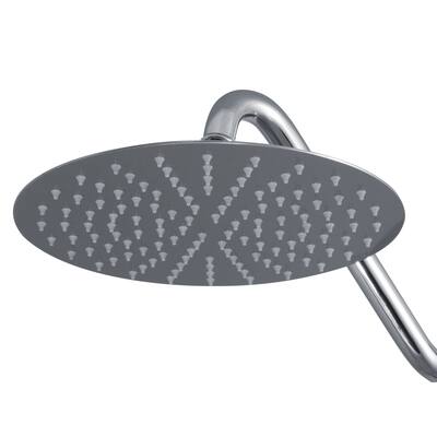 10-in Low Profile Rain Showerhead with Swivel Ball Joint and Soft Silicone Tips Matte Stainless Steel