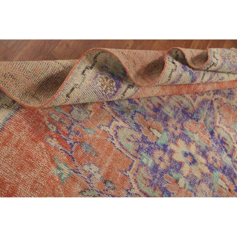 Distressed Sparta Turkish Vintage Area Rug Hand-Knotted Wool Carpet - 6'3" x 9'0"