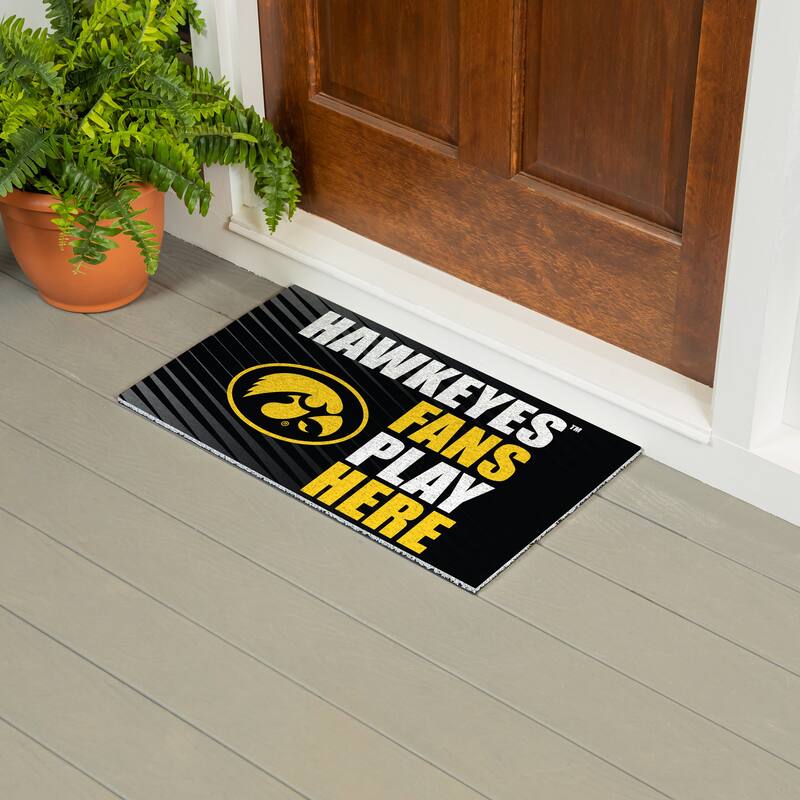 28 in. x 16 in. University of Iowa "Fans Play Here" PVC Door Mat
