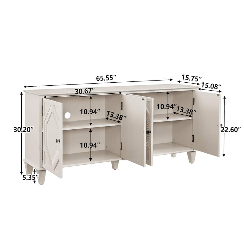 65.2" Mid Century Modern Sideboard Buffet Cabinet with Storage, Accent Coffee Bar