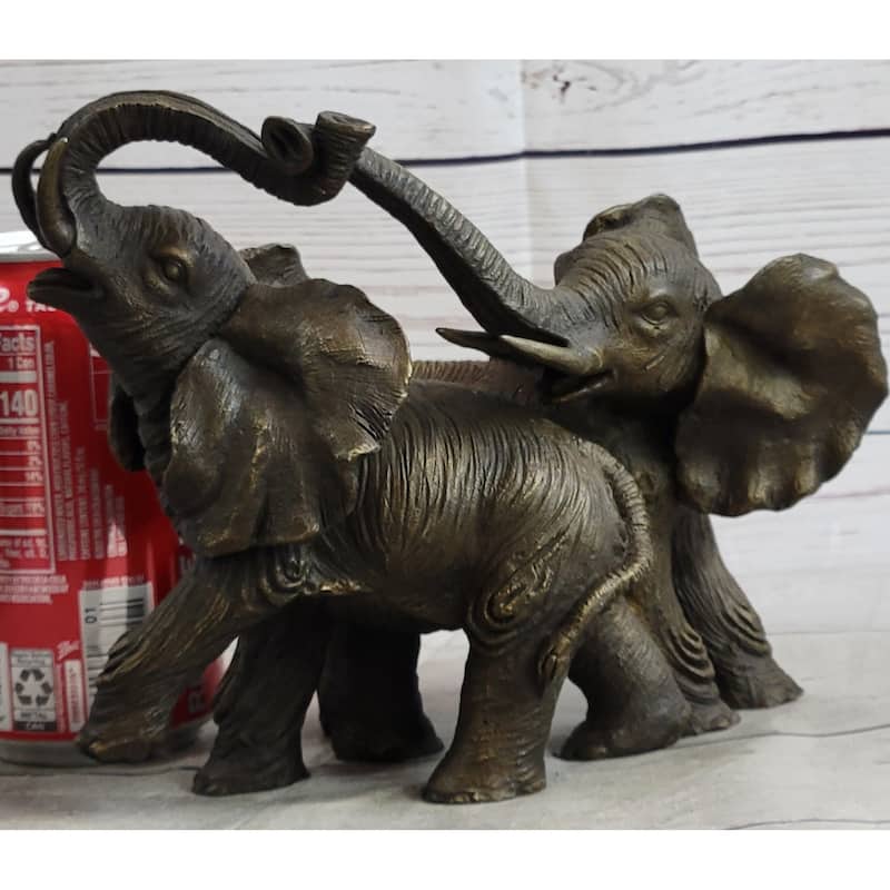 Baby Elephants Playing Hot Cast Bronze Metal Figurine Sculpture Statue Decor