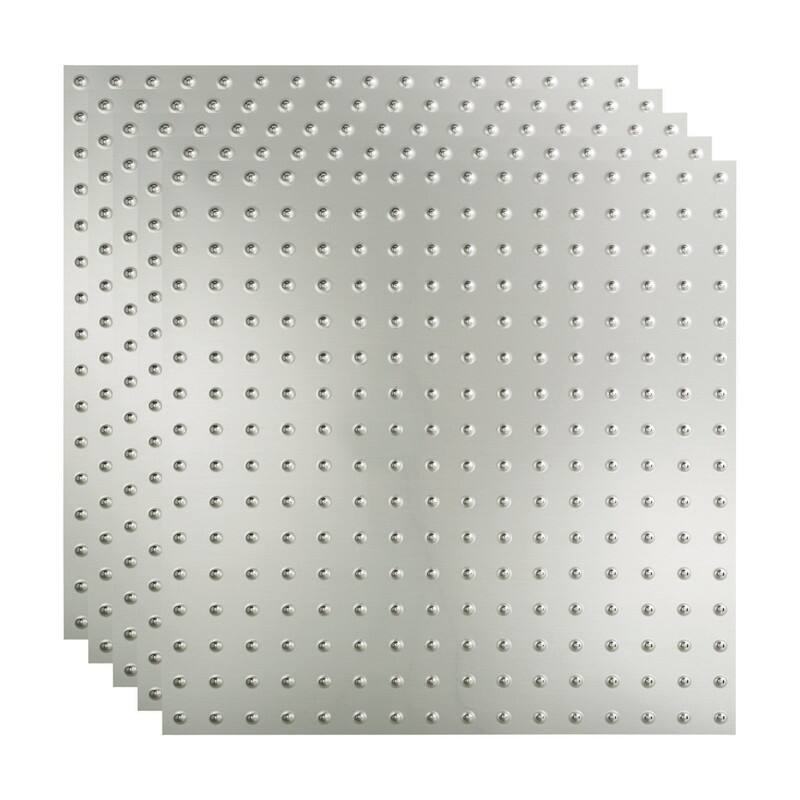 FASÄDE Minidome Decorative Vinyl 2ft x 2ft Lay in Ceiling Panel in Brushed Aluminum (5 Pack) - 5 Pack - Brushed Aluminum