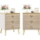 preview thumbnail 1 of 23, 3-Drawer Nightstand, Luxury Bedside Table End Table with Storage Drawers and Golden Legs