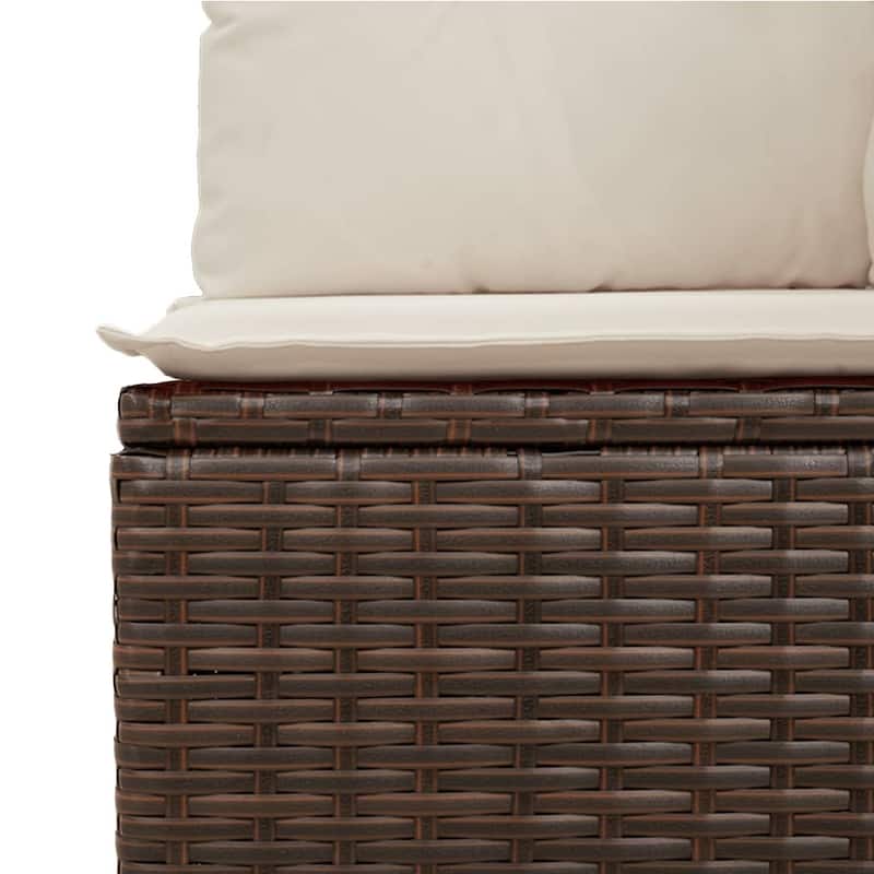 vidaXL Patio Sofa Set with Cushions Outdoor Furniture 5 Piece Poly Rattan - 21.7 x 39.4 x 28.7
