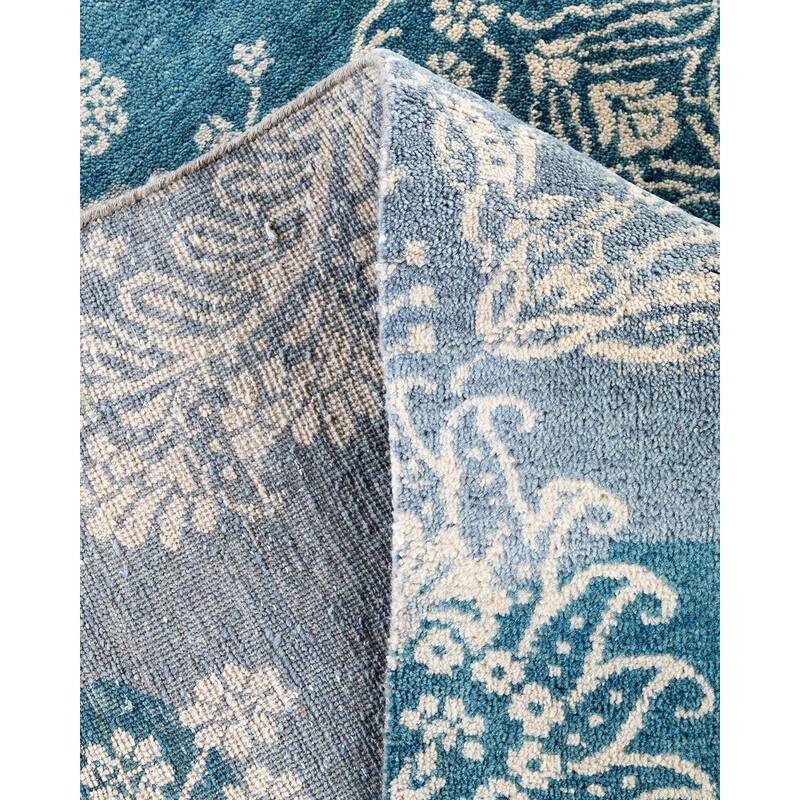 Ikat One-of-a-Kind Hand-Knotted Area Rug, Blue - 8' 4" x 10' 2"