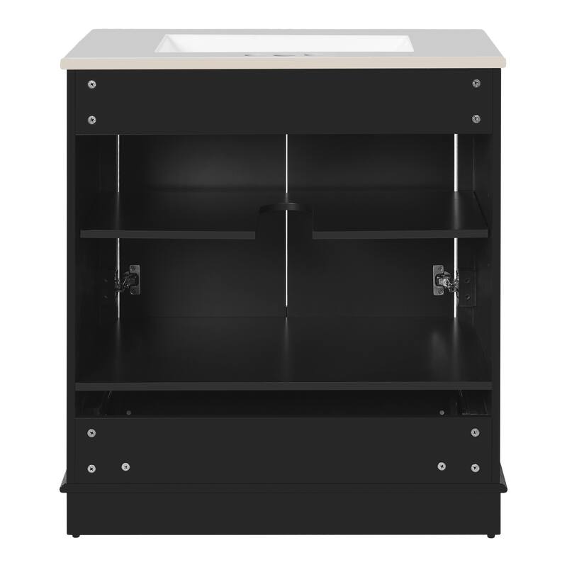 30'' Freestanding Bathroom Vanity with Single White Integrated Ceramic Sink - 30.5'' x 18.4'' x 33.9''