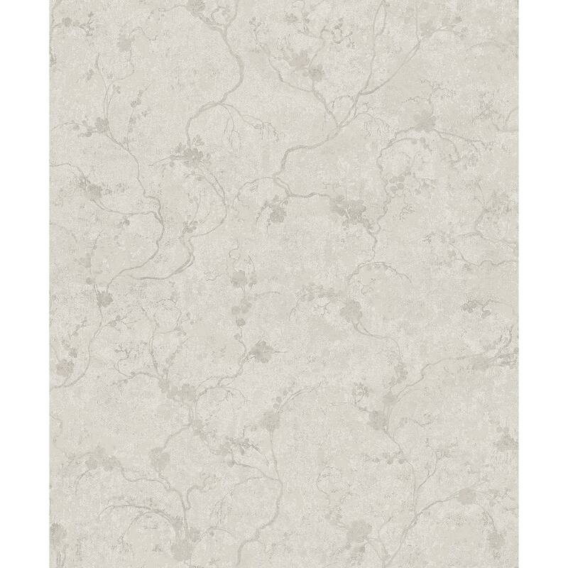 A-Street Prints Mahina Silver Floral Vine Wallpaper