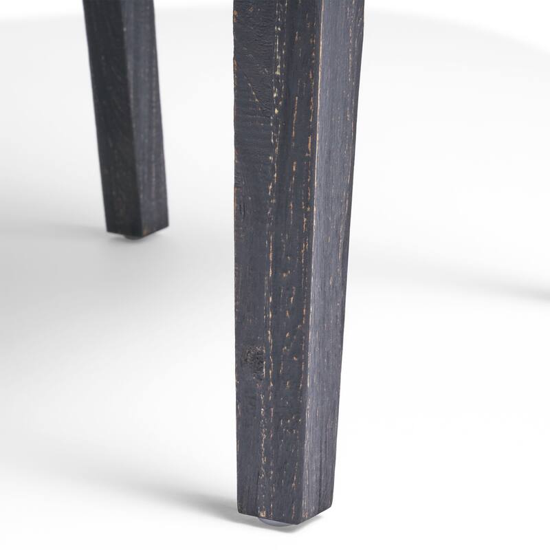 Outdoor Acacia Wood Armless Dining Chair with Cushions (Set of 2), Sandblasted Dark Gray + Light Gray