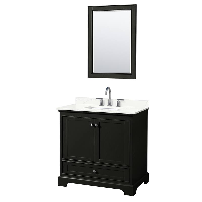 Wyndham Collection WCS202036S-QTZ-US3M24 Deborah 36" Free Standing - Dark Espresso / Giotto Quartz Top / Polished