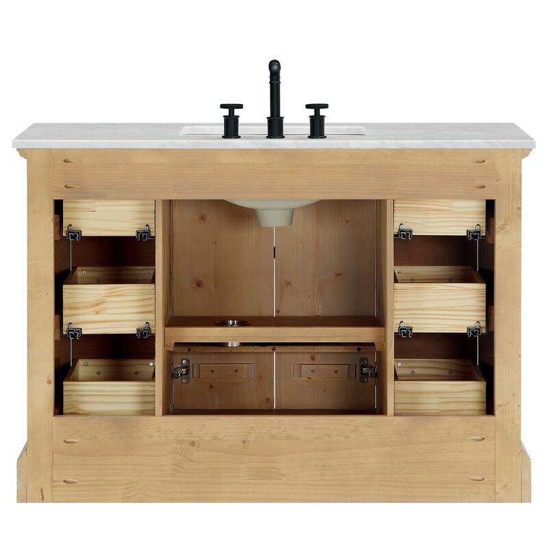 Hervas Bath Vanity with Natural Marble Top and Mirror