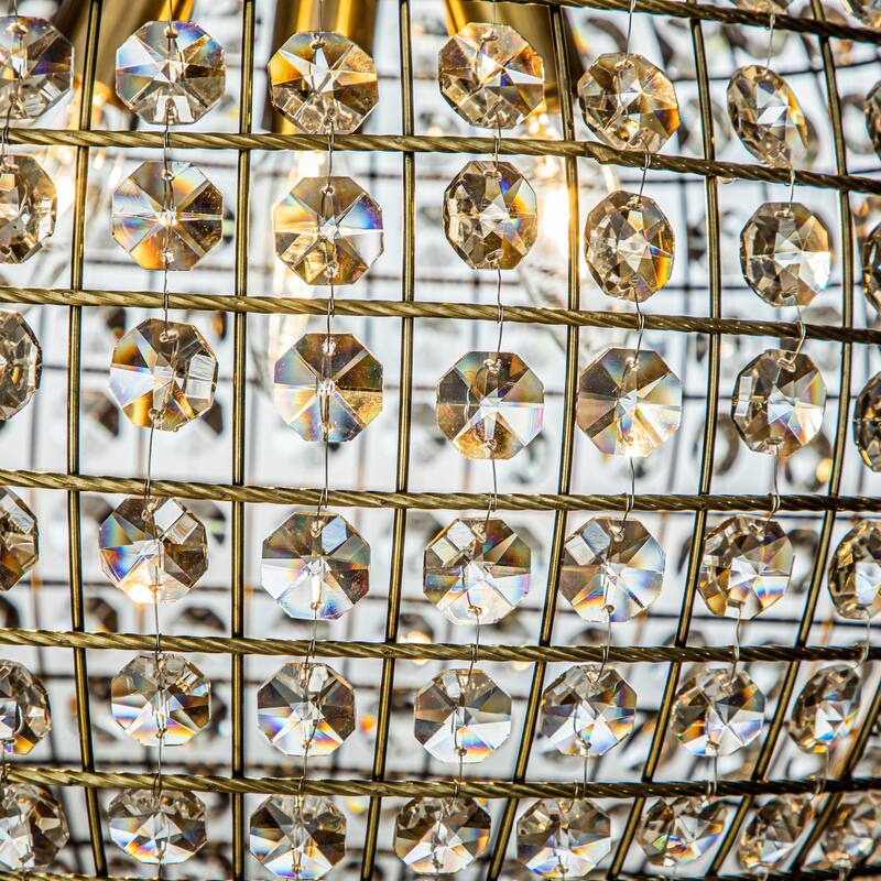 DancyHome 1/3-Light Retro Antique Gold Crystal Globe Chandelier Small Sphere Pendant Light - Antique Gold