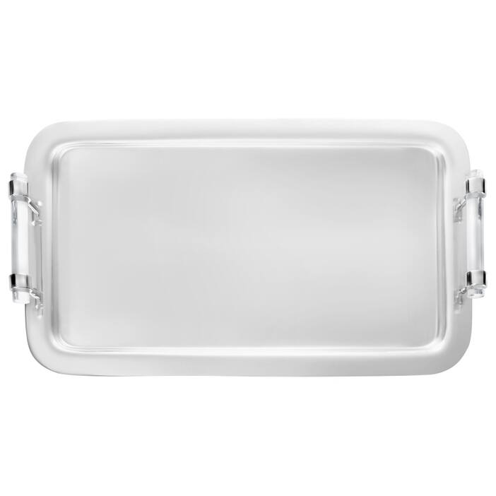 Rect Tray Silver with Clear Handles - 16.3"L