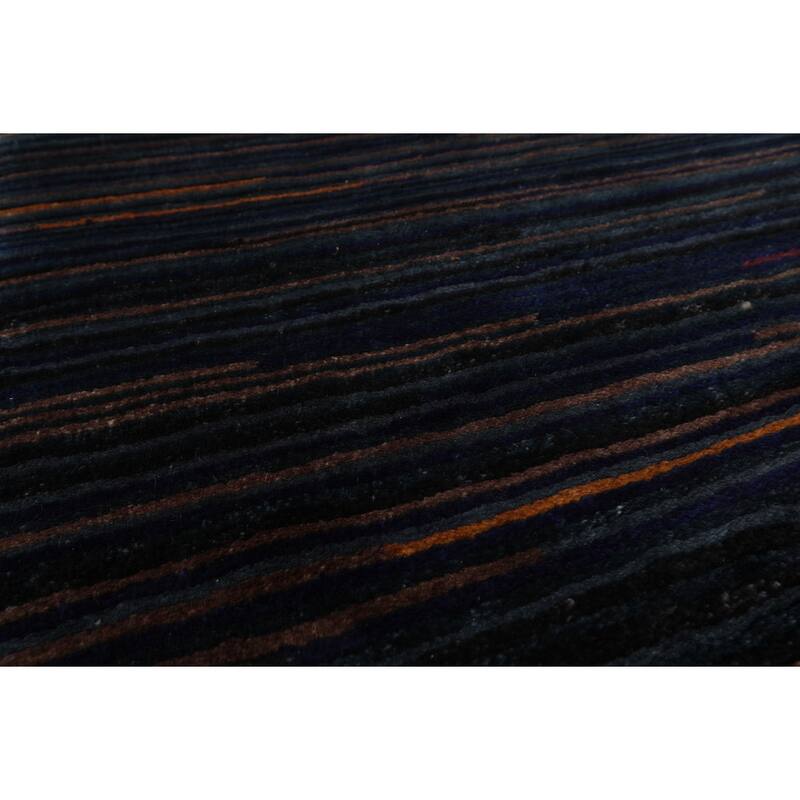 Tibetan Modern & Contemporary Plush Pile 3'1''x5'2'' Hand Knotted Wool Navy Rug - 3' 1'' x 5' 2''