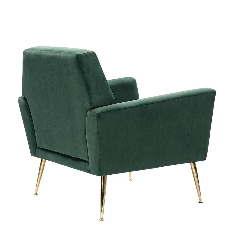 Lilia Contemporary Velvet Upholstered Tufted Back Armchair with Metal Golden legs Set of 2 by HULALA HOME