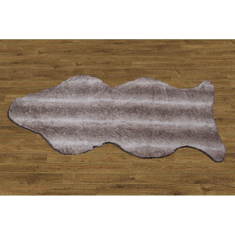 Serenta FauxFur Rug Sheepskin Shape Pelt Rug with Slip Stopping Pad - 30" x 47" - taupe wolf