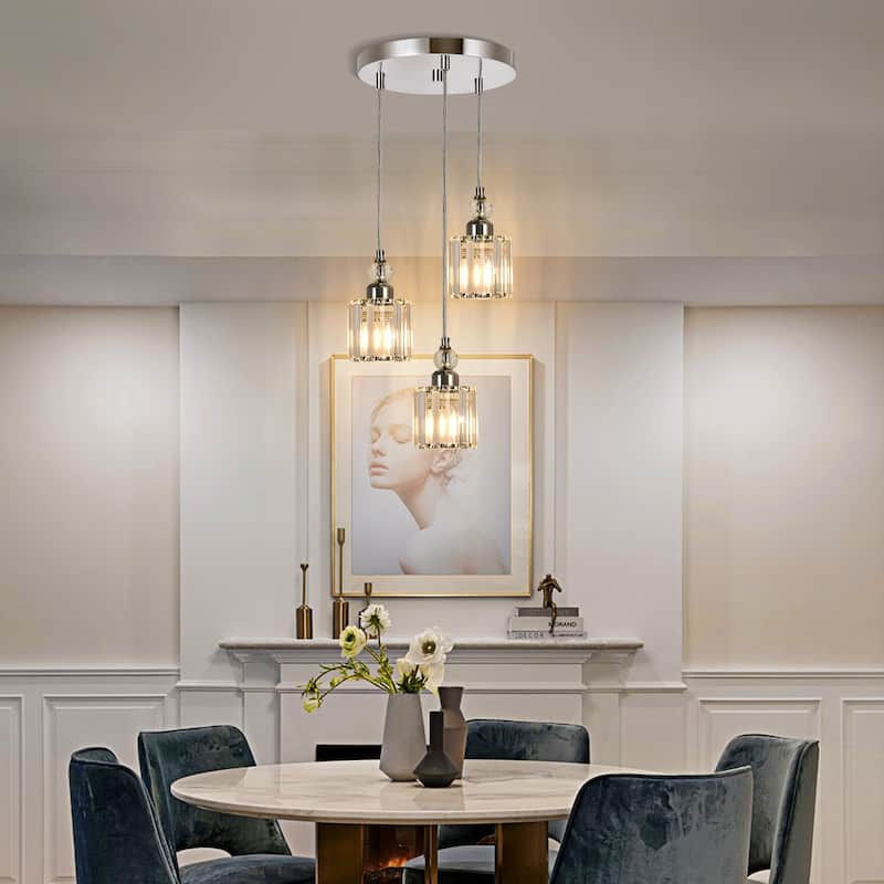 OYIPRO 3/5-Light Cluster Crystal Chandelier Kitchen Island Pendant Light