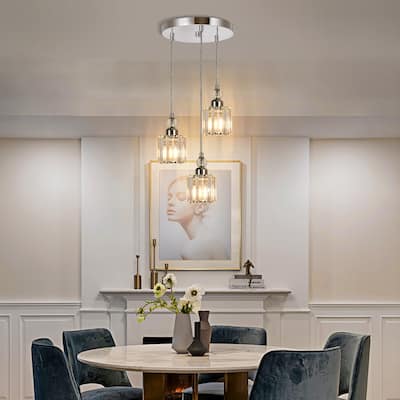 OYIPRO 3/5-Light Cluster Crystal Chandelier Kitchen Island Pendant Light