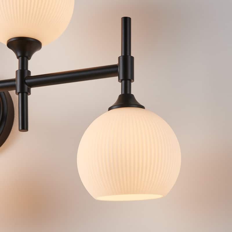 KAWOTI 5-Light Dimmable Bathroom Vanity Light with Frosted White Glass - L27.75" * H13"