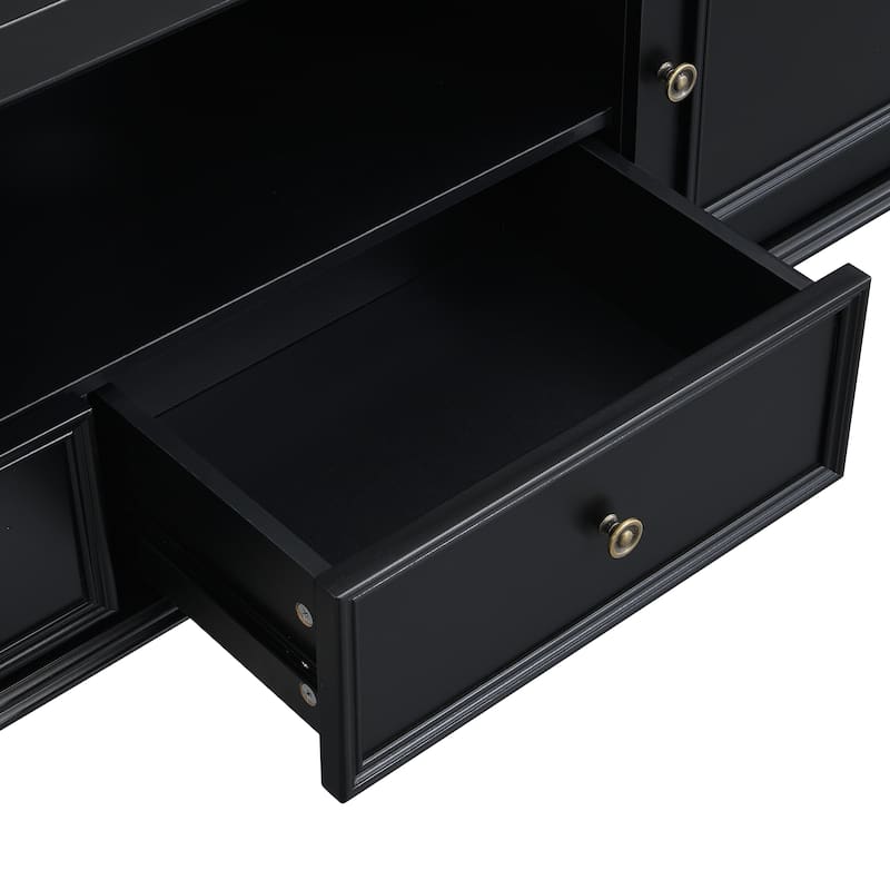 70.9" Modern TV Stand for 80" TVs - 2 Drawers, 2 Cabinets, Open Shelf, 5-Leg Media Console