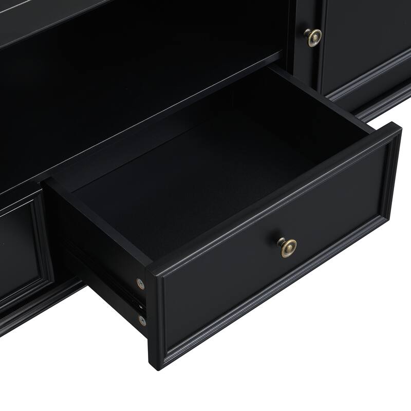 70.9'' Modern TV Stand for TVs up to 80 Inches, Entertainment Center with Open Compartment, TV Storage Cabinet with 2 Drawers