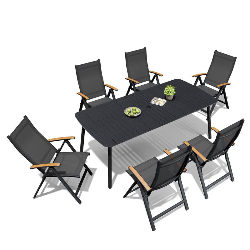 Outdoor 7/9-Piece Patio Dining Set Aluminum Dining Table and Folding Chairs